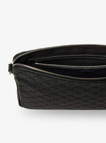 Gucci Leather Gg Emblem Crossbody Bag With Embossed Gg Motif
