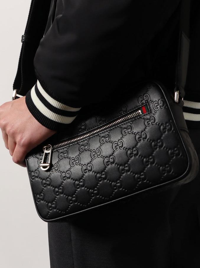 Gucci Gg Emblem Leather Crossbody Bag