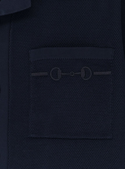 Gucci Viscose Blend Polo Shirt With Front Horsebit Embroidery