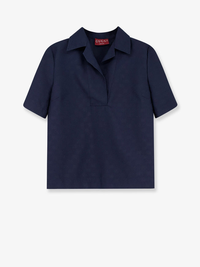 Gucci Fabric Polo Shirt With Gg Pattern Tide