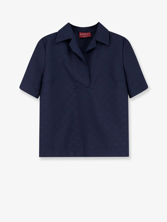 Gucci Fabric Polo Shirt With Gg Pattern Tide