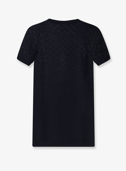 Gucci Short Wool Dress With Gg Crystals