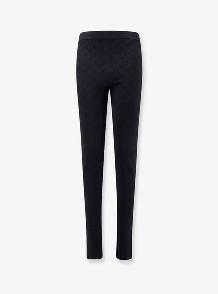 Gucci Viscose Blend Leggings With All-Over Gg Motif M Black