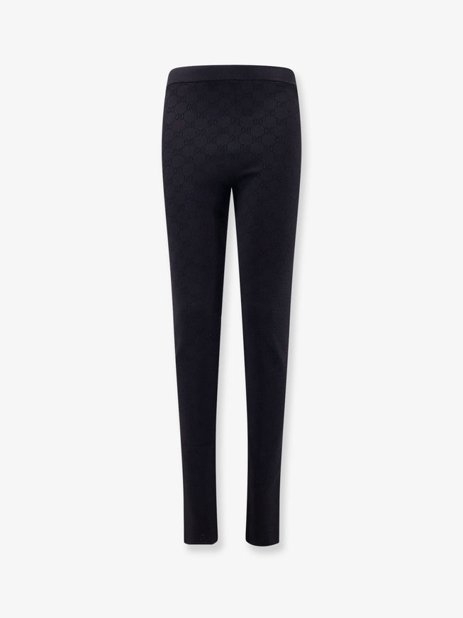 Gucci Viscose Blend Leggings With All-Over Gg Motif Black