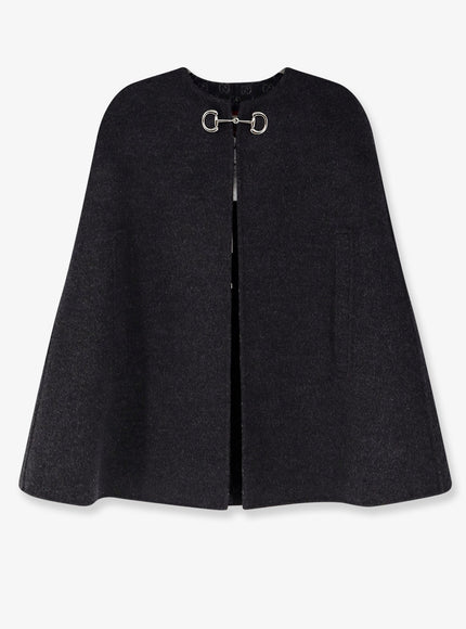 Gucci Wool And Silk Cape Dark Grey Light Grey