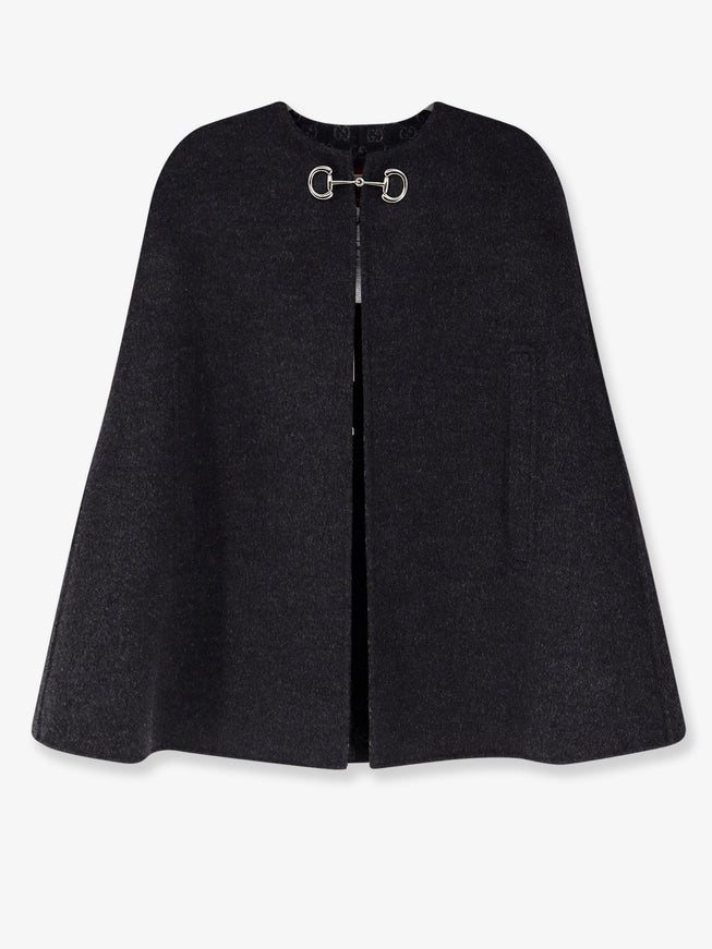 Gucci Wool And Silk Cape Dark Grey Light Grey