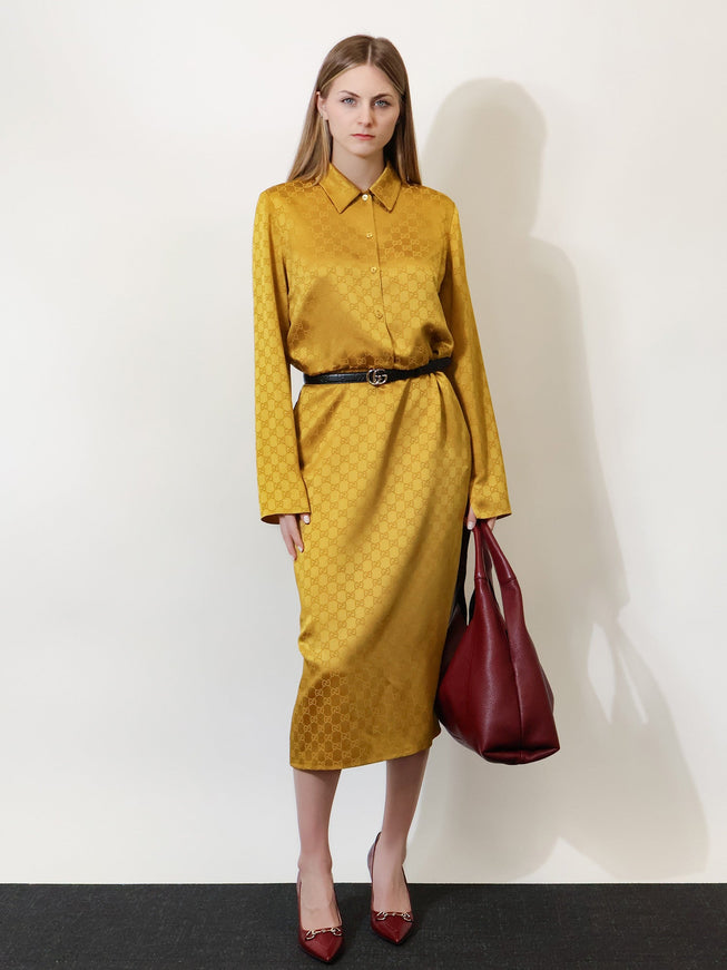 Gucci Gg Satin Chemisier Dress