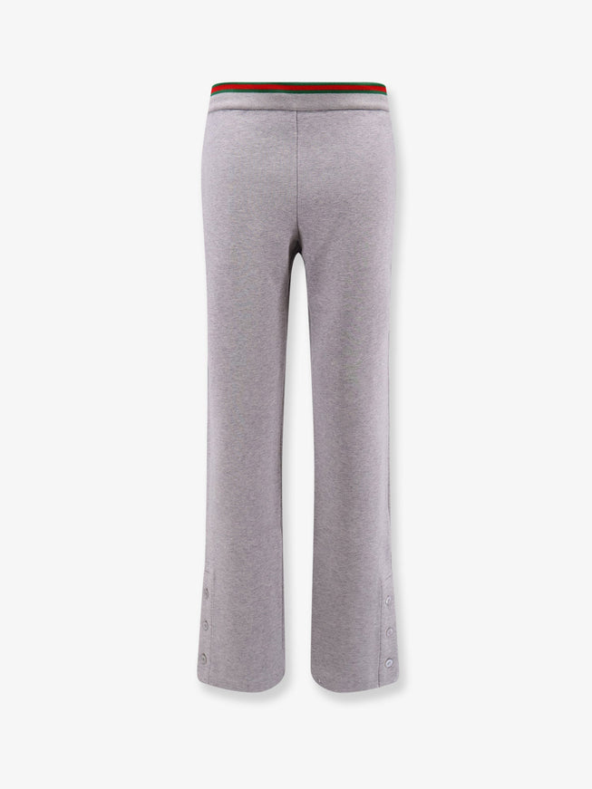 Gucci Cotton Blend Trouser With Web Detail Grey Melange