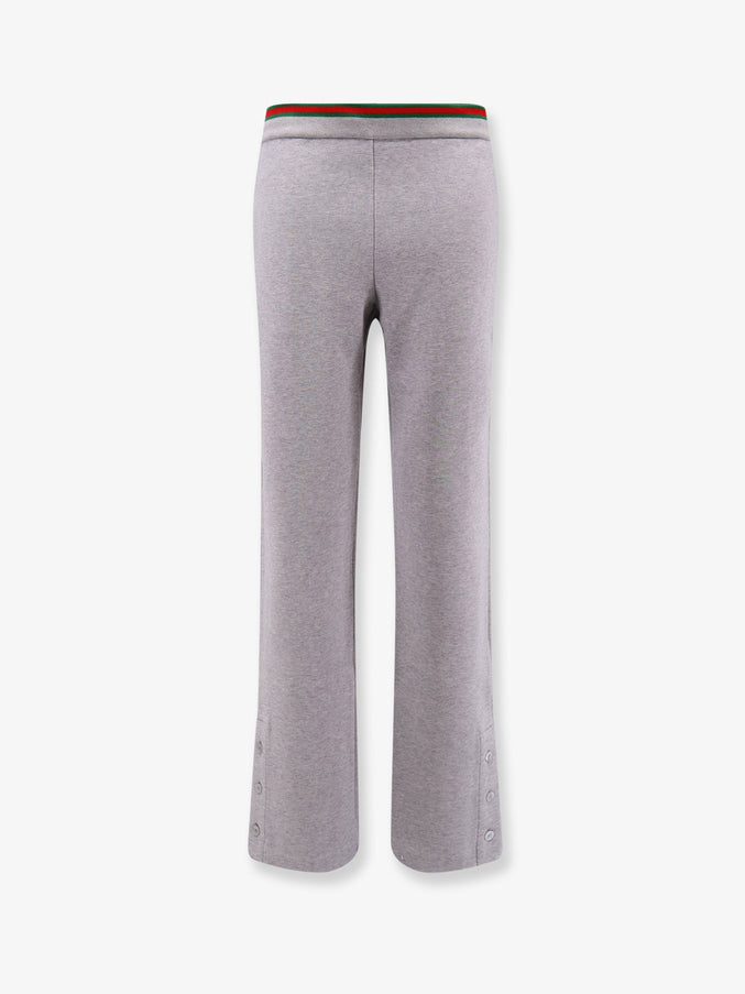 Gucci Cotton Blend Trouser With Web Detail Grey Melange