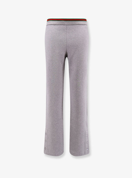 Gucci Cotton Blend Trouser With Web Detail Xs Grey Melange