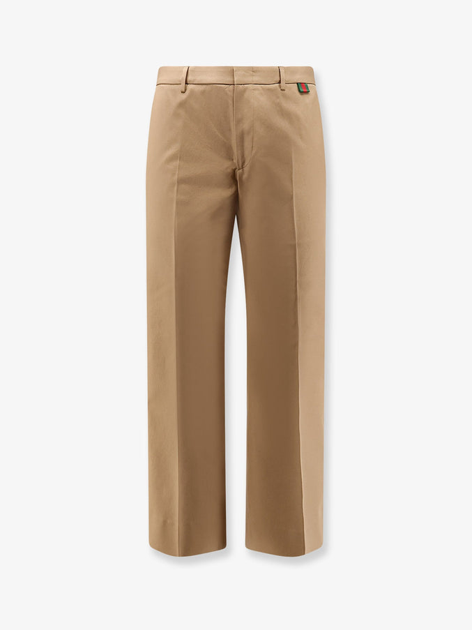 Gucci Cotton Trousers With Web Detail Bisque