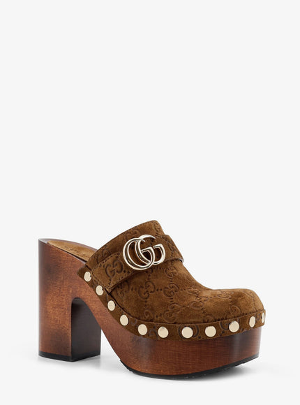 Gucci Suede Sandals With All-Over Gg Logo