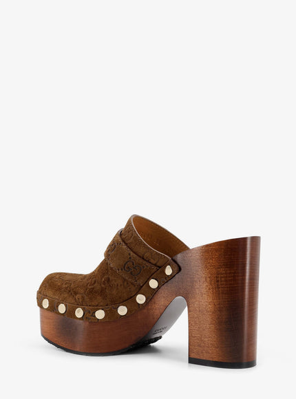 Gucci Suede Sandals With All-Over Gg Logo