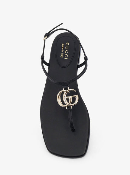 Gucci Lifford Leather Sandals With Metal Gg Logo