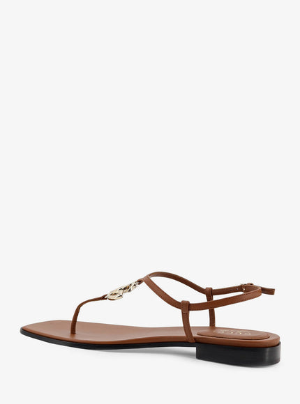 Gucci Lifford Leather Sandals With Metal Gg Logo