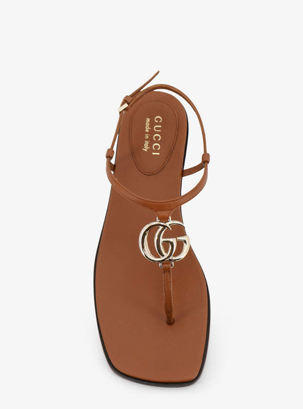 Gucci Lifford Leather Sandals With Metal Gg Logo