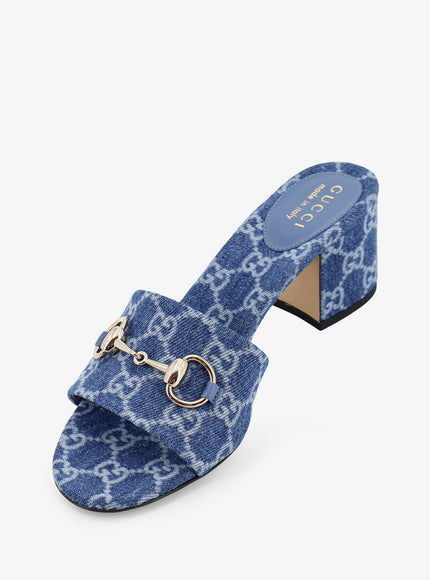 Gucci Gg Fabric Sandals With Metal Horsebit