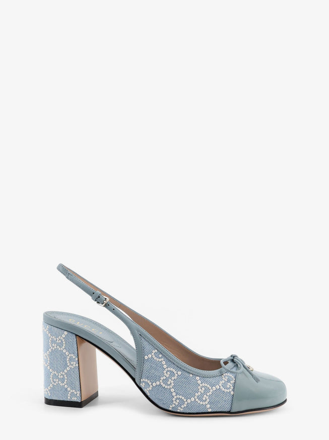 Gucci Denim Pumps With All-Over Logo Detail Denim