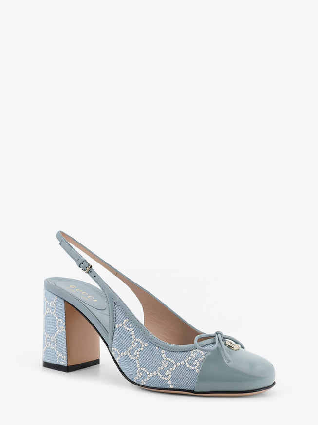 Gucci Denim Pumps With All-Over Logo Detail