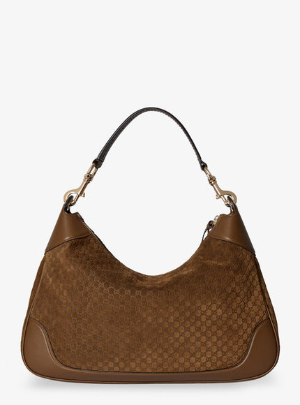 Gucci Gucci B Suede Shoulder Bag With All-Over Gg Motif