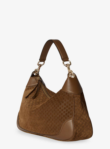 Gucci Gucci B Suede Shoulder Bag With All-Over Gg Motif