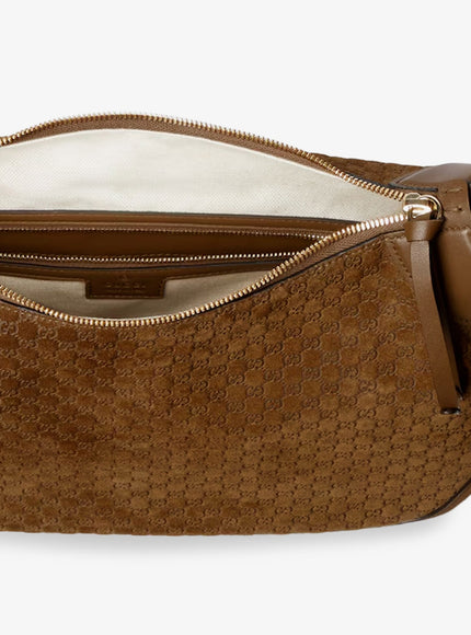 Gucci Gucci B Suede Shoulder Bag With All-Over Gg Motif