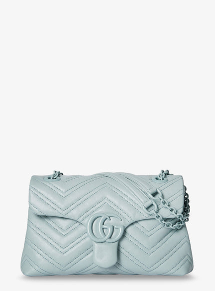 Gucci Matelassé Leather Gg Marmont Crossbody Bag Uni Artic Blue