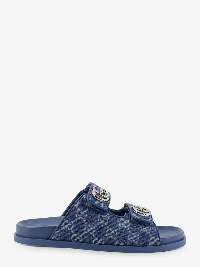 Gucci Laser Gg Denim Sandals With All-Over Motif Medium Blue