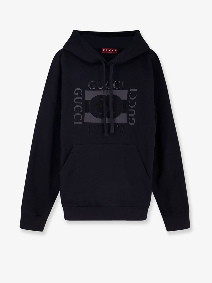 Gucci Cotton Sweatshirt With Gg Incrocio Print Black Mc
