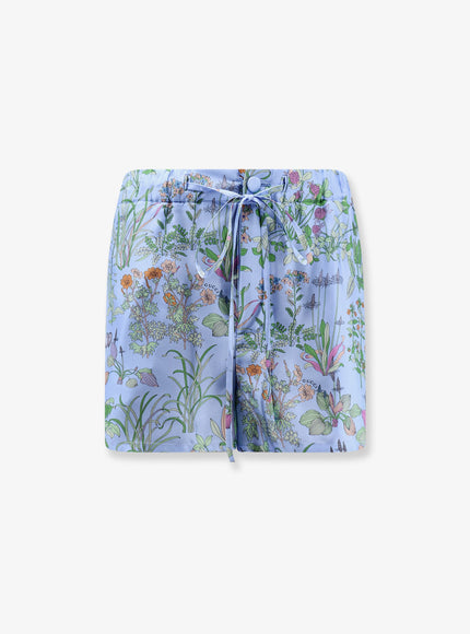 Gucci Printed Silk Shorts Azure Ivory Mc