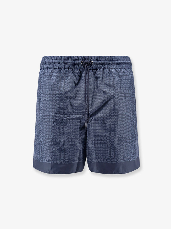 Gucci Nylon Swim Trunks With All-Over Gucci Incrocio Print Blu Navy Blu Royal