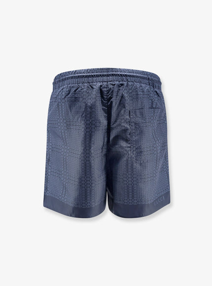 Gucci Nylon Swim Trunks With All-Over Gucci Incrocio Print