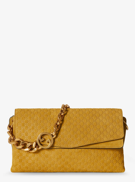 Gucci Leather Crossbody Bag With Embossed Gg Motif Uni Ocre Doree
