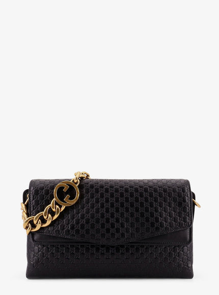 Gucci Leather Crossbody Bag With Embossed Gg Motif Uni Black