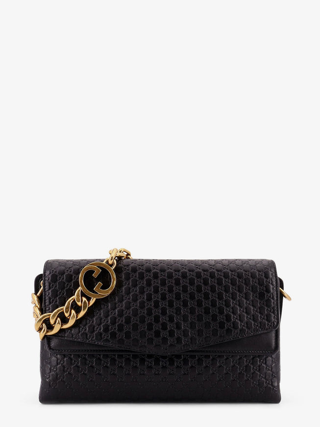 Gucci Leather Crossbody Bag With Embossed Gg Motif Uni Black