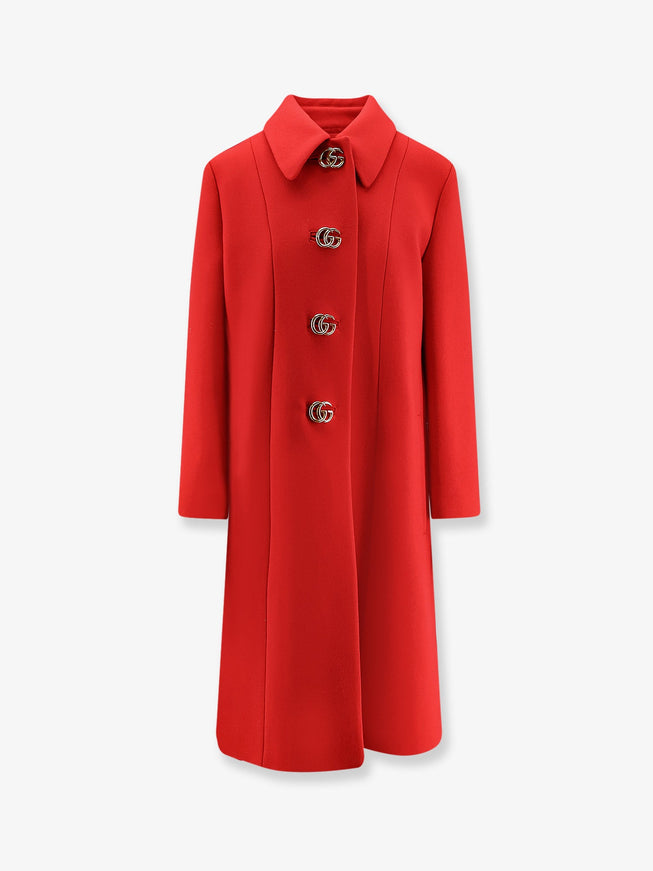 Gucci Natté Wool Coat Hibiscus Red