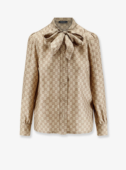 Gucci Gg Silk Shirt 40 Vintage Sand