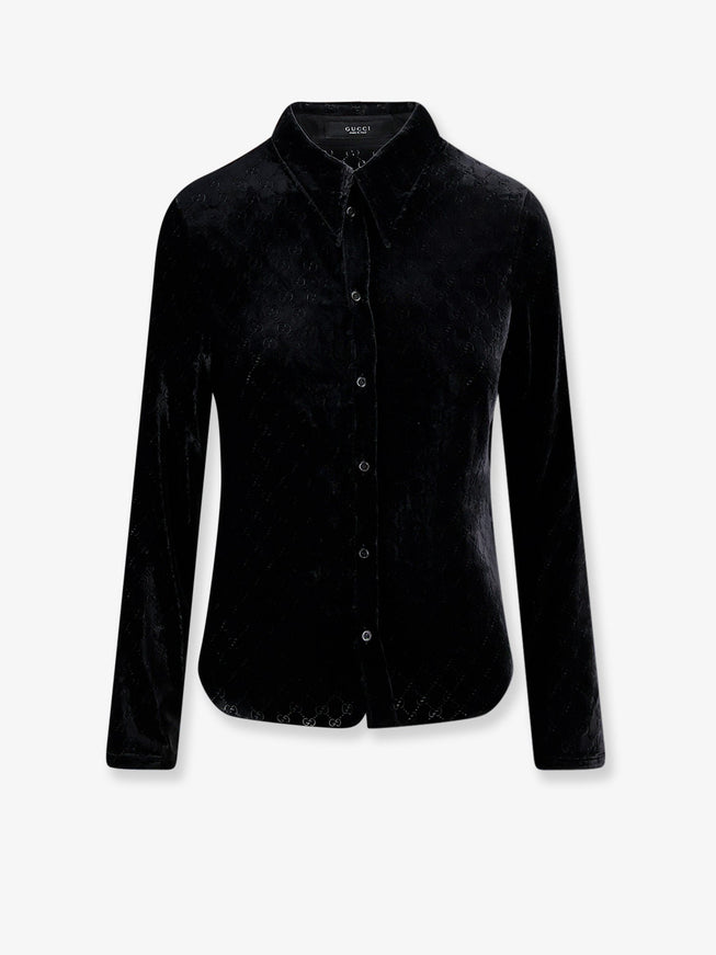 Gucci Stretch Gg Dévoré Velvet Shirt Black