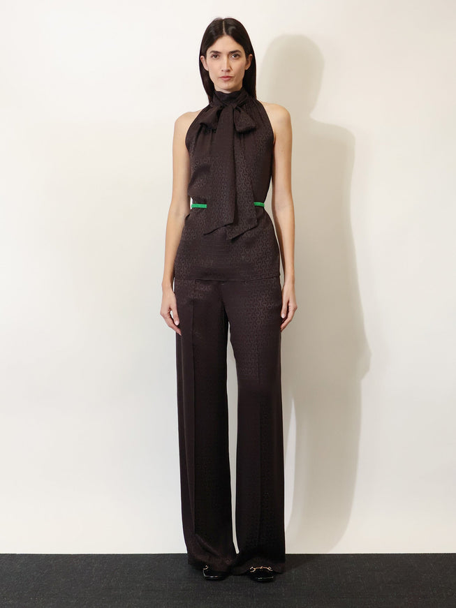 Gucci Horsebit Jacquard Silk Sleeveless Shirt