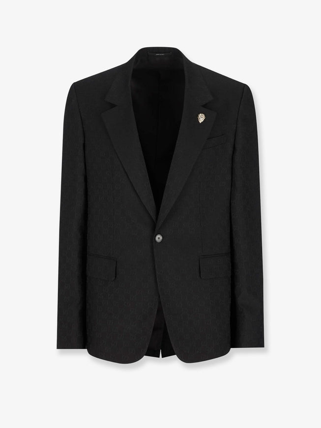 Gucci Gg Wool Blend Single-Breasted Blazer Black