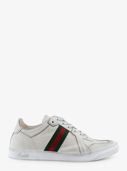 Gucci Leather Sneakers With Web Detail On The Side White