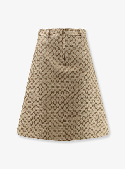 Gucci Gg Cotton Canvas Skirt Vintage Sand