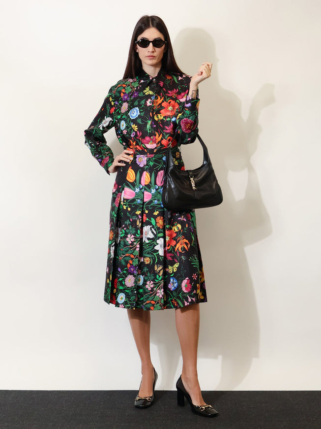 Gucci Silk Midi Skirt With Gucci Flora Print