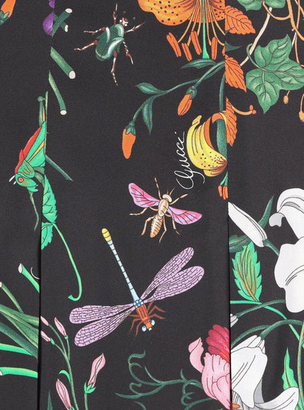 Gucci Silk Midi Skirt With Gucci Flora Print
