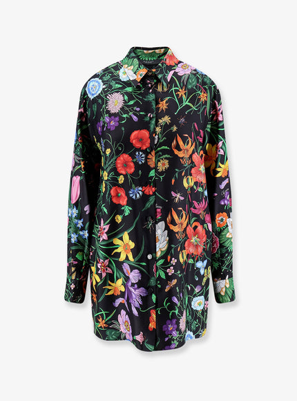 Gucci Printed Silk Shirt 38 Black