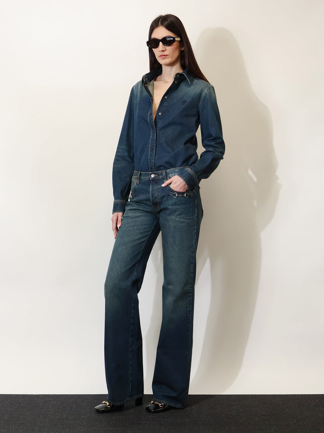 Gucci Cotton Jeans With Horsebit