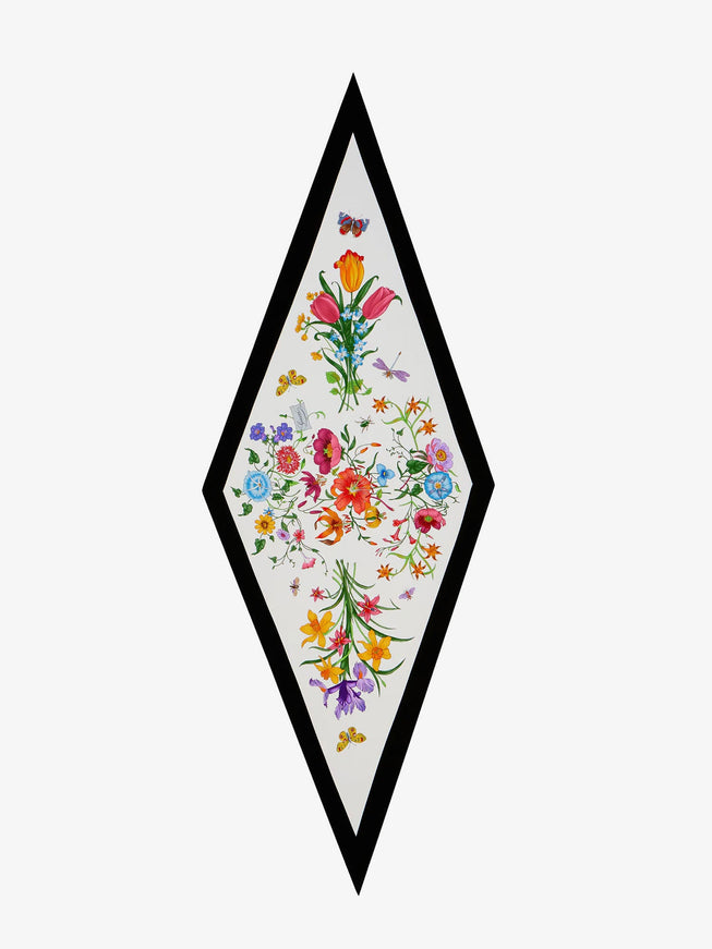 Gucci Multicolored Silk Scarf Uni White Black
