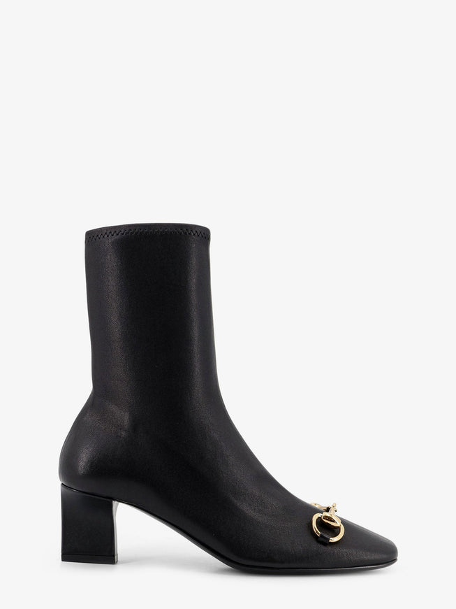 Gucci Women's Signora Leather Boots With Horsebit On The Front Black