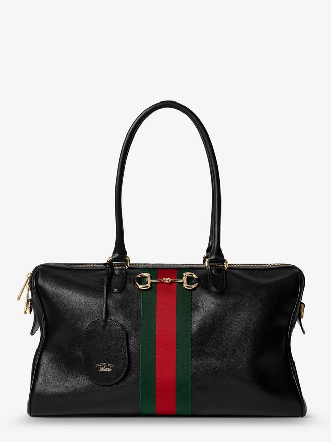 Gucci Borsetto Leather Shoulder Bag With Metal Horsebit Uni Black