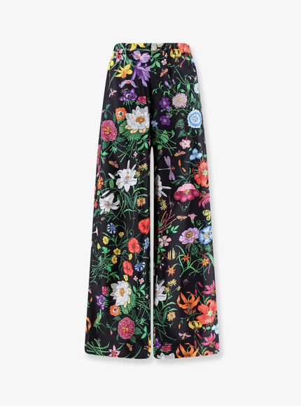 Gucci Printed Silk Trousers 42 Black